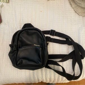 Mini Black Leather Backpack